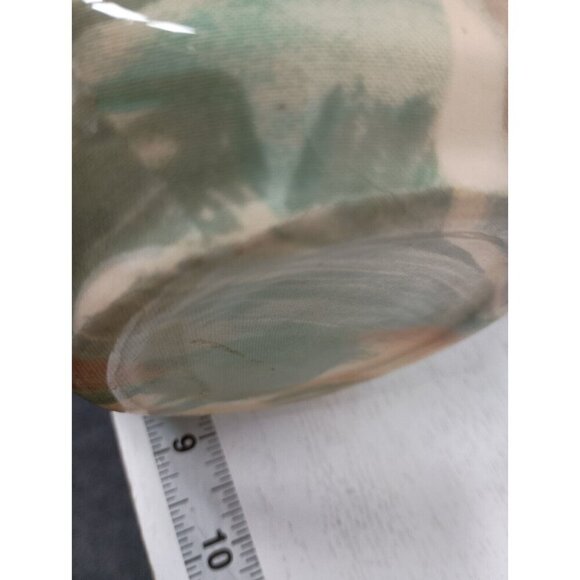 Vintage 60s Studio Art Pottery Bottle Vase Green Yellow Glazed Artisan MCM - Picture 9 of 10